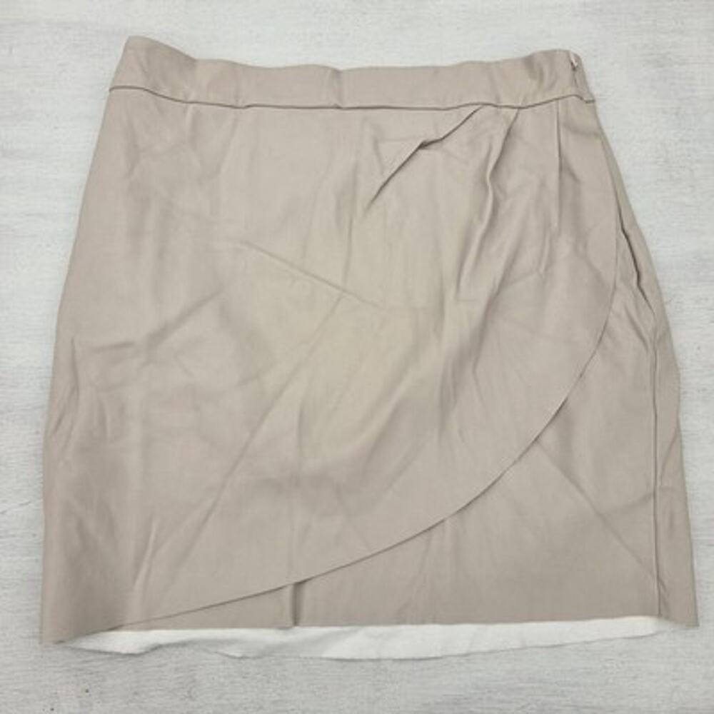 Express Solid Beige Crossover Skirt Womens Size 4 Polyester Side Zip